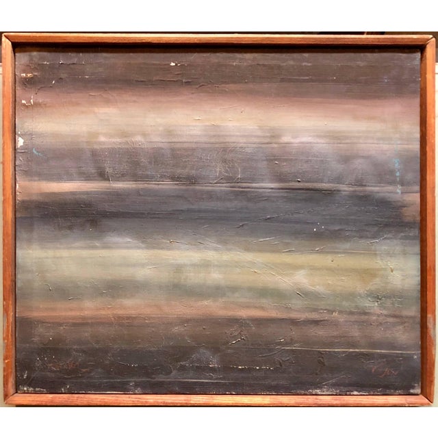 Abstract Mordechai Avniel, Israeli Modernist Oil Painting Abstract "Moonlight" Bezalel School For Sale - Image 3 of 5