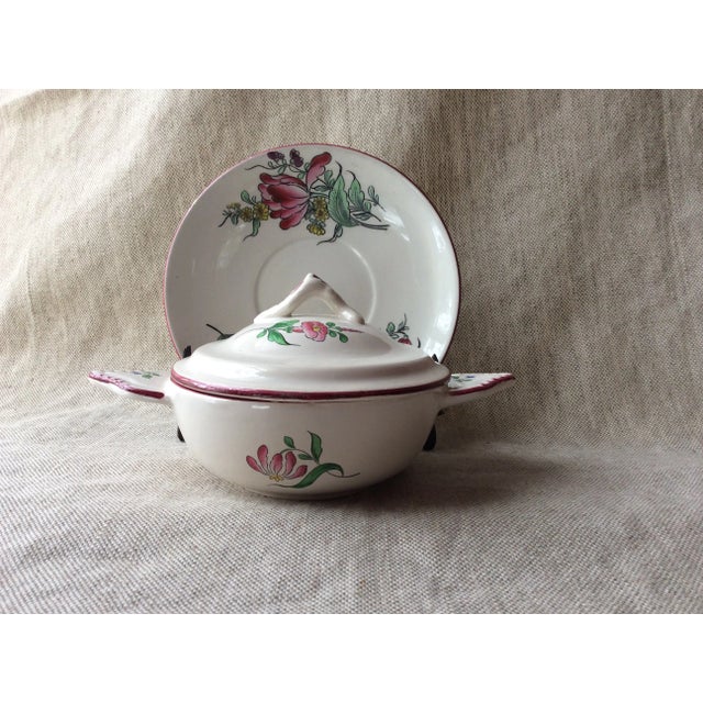 Rare French Luneville Faience Covered Pâté Dish With Underplate - K&g Old Strasbourg Pattern, C. 1920 For Sale - Image 10 of 10