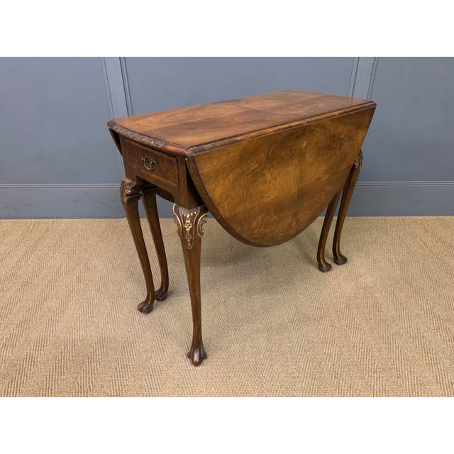 Burr Walnut Drop Flap Table, 1920 For Sale - Image 15 of 15