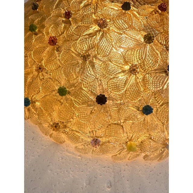 Venetian Gold Flowers and Murano Glass Flush Mount by Simoeng For Sale - Image 4 of 12