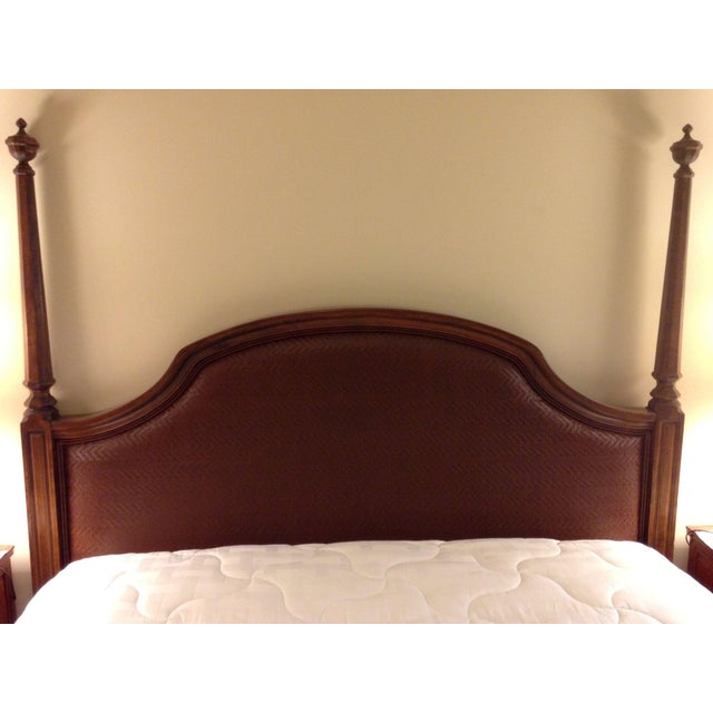 A solidly built queen-size headboard by Ethan Allen with a solid wood maple frame from the Classic Manor Collection. The...