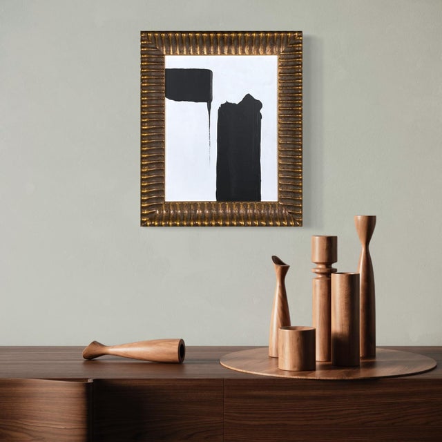 Paint Silent Passage Black and White Abstract Painting by Stephen Hansrote For Sale - Image 7 of 7