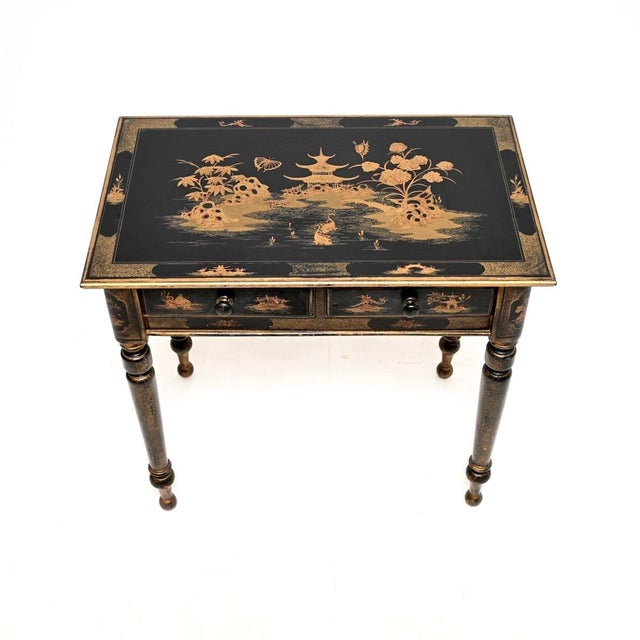 Antique Victorian Chinoiserie Lacquered Side Table, 1850s For Sale - Image 6 of 13