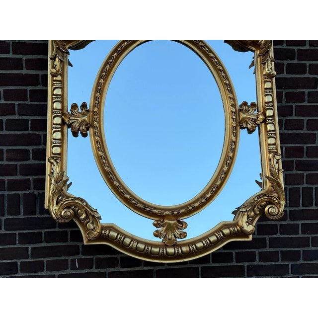 1970 French Louis XVI Gold Beech Wall Mirror 1pc For Sale - Image 4 of 13