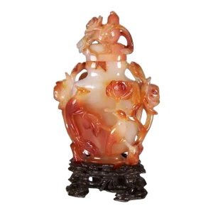 Late Qing Chinese Carved Agate Lidded Vase