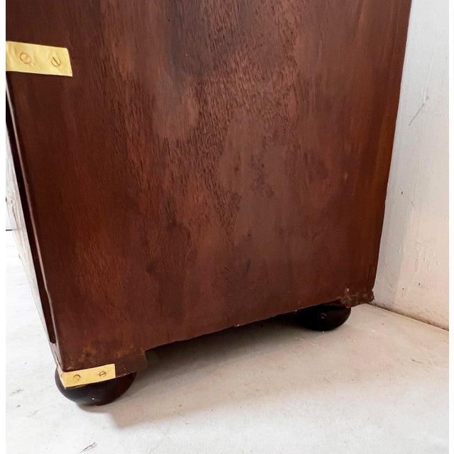 Wood Antique 19th Century British Campaign Tall Chest, Mahogany With Brass Hardware For Sale - Image 7 of 10