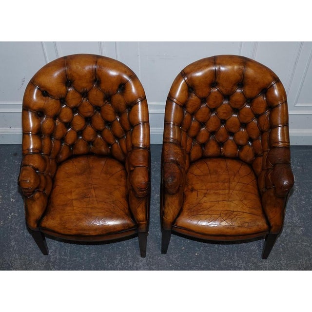 Vintage English Chesterfield Chairs in Hand Dyed Leather, Set of 4 For Sale - Image 14 of 18