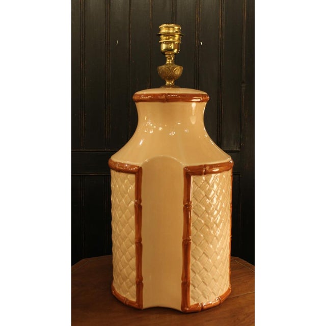 Bamboo Style Ceramic Lamp from Manises, 1940s For Sale - Image 3 of 9