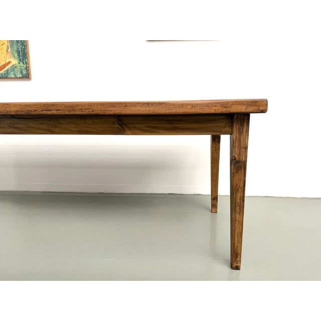 Brown Farmhouse Table in Beechwood with Tapered Legs, France, 1970s For Sale - Image 8 of 18