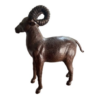Late 20th Century Wrapped and Punched Leather Sculpture of a Ram For Sale