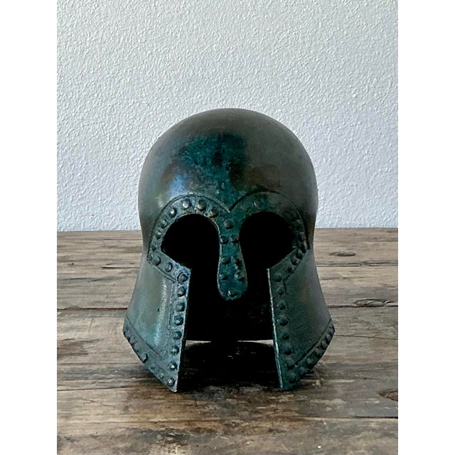 Vintage Patinated Corinthian Greek Helmet For Sale - Image 11 of 12