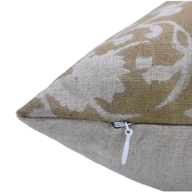 Boho Chic Designer Pillow Cover Hand Block Printed Pure Linen Collection by Devdas 18x18 Inch For Sale - Image 3 of 5