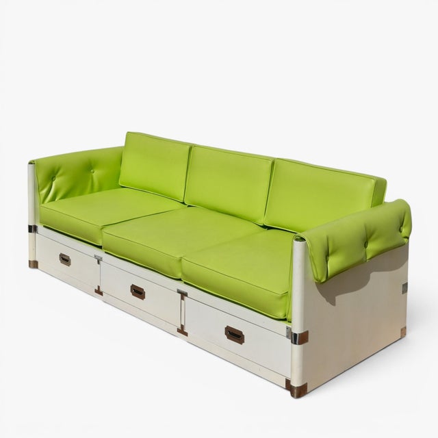 1970s Mid Century Bernhardt Campaign Case Marge Carson Style Sofa Daybed For Sale - Image 5 of 10