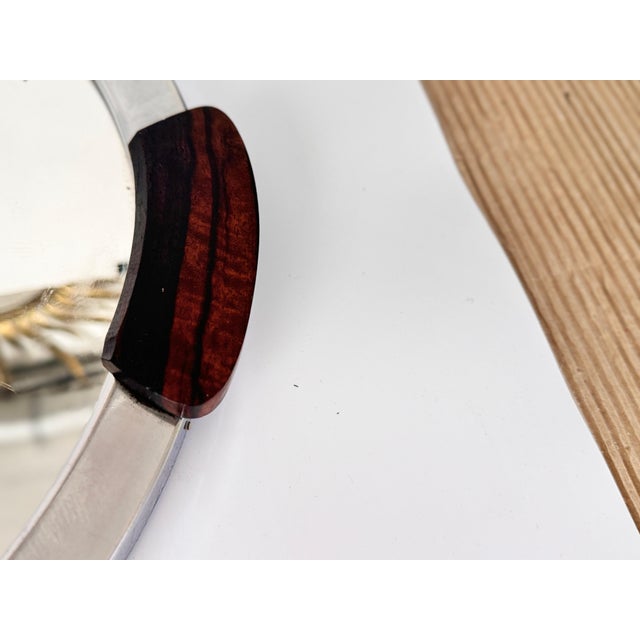 Art Deco Metal and Brown Wood Tray with Handles and Mirror, France, 1930 For Sale - Image 9 of 11