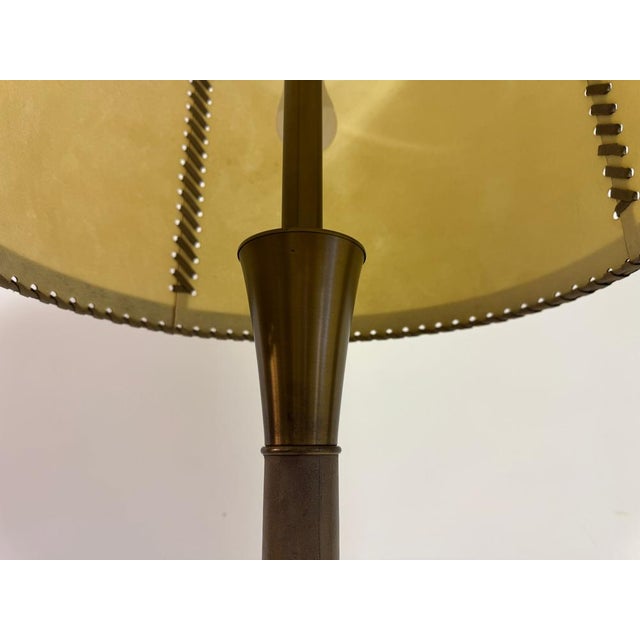 Leather-Wrapped Floor Lamp with Parchment Shade by Charlotte Wawer, 1950s For Sale - Image 14 of 17