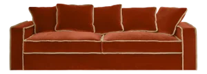 Rafaella Three-Seater Sofa in Dark Orange Velvet with Camel Beige Trim from Biosofa