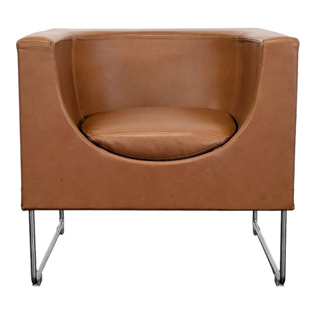Stua Nube Modern Brown Leather Lounge Chair With Chrome Legs For Sale