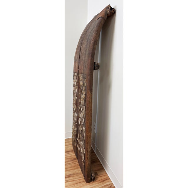 Antique 19th C Large Sculptural Primitive Wood and Inlaid Flint Stone Thresher For Sale - Image 4 of 9