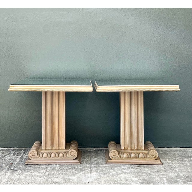 Vintage John Stuart Carved Column Side Tables After T. H. Robsjohn Gibbings - A Pair For Sale - Image 11 of 12