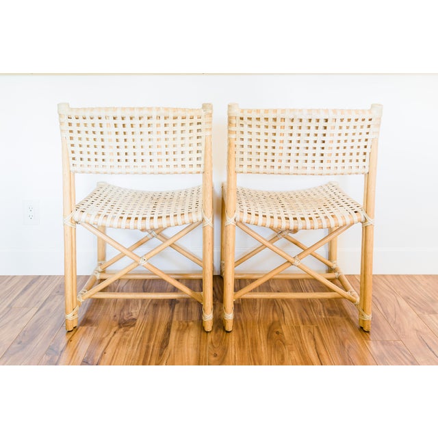 McGuire 1960s Set of Six McGuire San Francisco Laced Rawhide Dining Chairs For Sale - Image 4 of 15