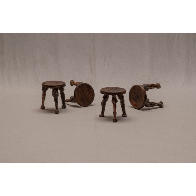Vintage French Sculptural Stools, 1960s, Set of 4 For Sale - Image 10 of 11