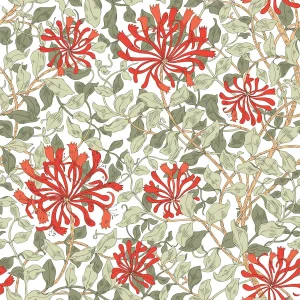 Honeysuckle Wallpaper - Crimson Red - Sample