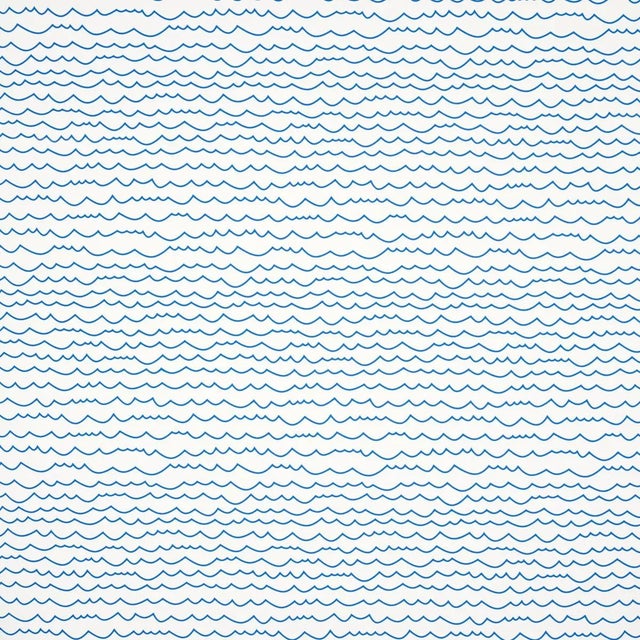Schumacher Sample - Schumacher Waves Wallpaper in Blue For Sale - Image 4 of 4