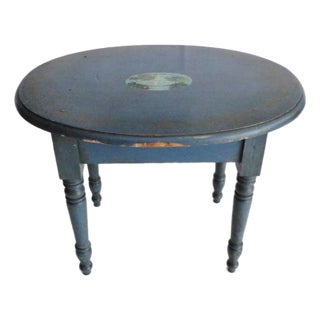 19th Century Original Blue Painted Small Oval Table For Sale