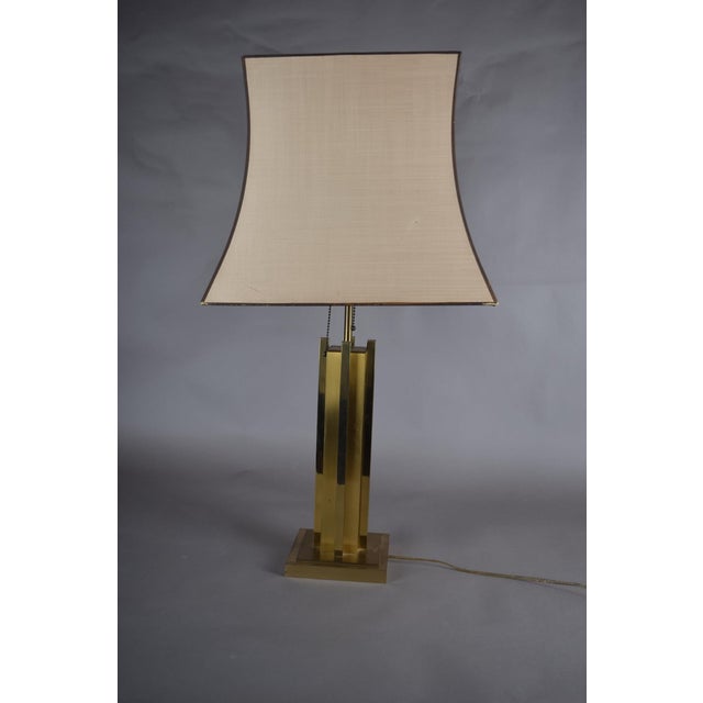1970s Italian Hollywood Regency Brass Table Lamp with Caramel Lacquer Panels, 1970s For Sale - Image 5 of 9
