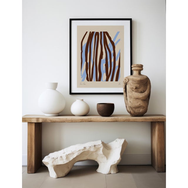 Contemporary Contemporary Brown and Blue Lines Giclee Print For Sale - Image 3 of 4