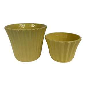 Mid-Century Yellow Ceramic Planters - Set of 2