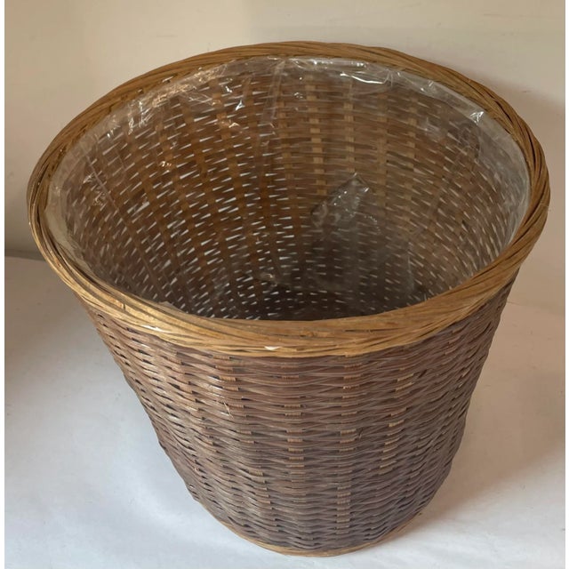 Wood Vintage Wicker Planter Basket For Sale - Image 7 of 7