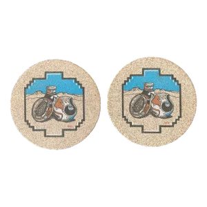Barware Cocktail Drink Coasters With Sandstone Pottery Design, Set of 2
