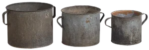 Vintage Metal Buckets, 1920, Set of 3