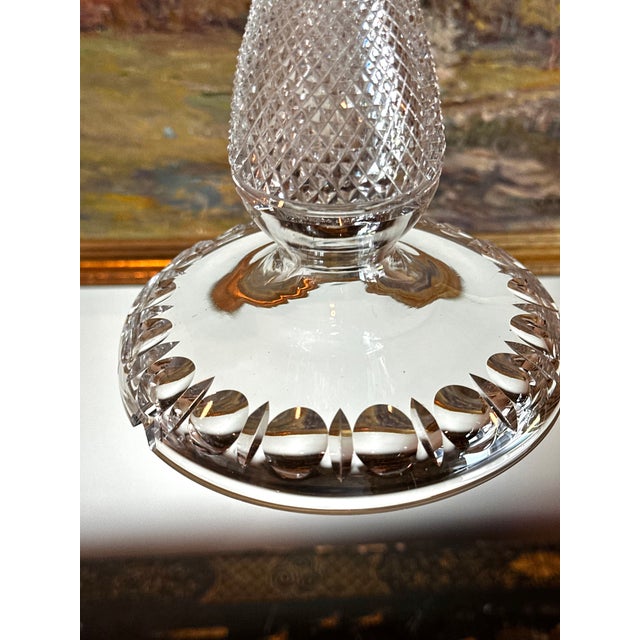 Early 20th Century Wheel Cut Glass Candlestick Lamps - a Pair For Sale - Image 9 of 18