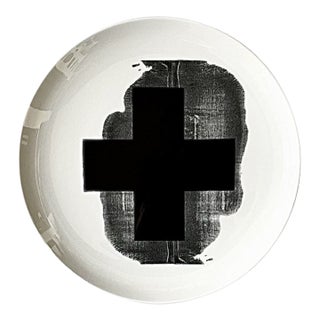 2021 Christopher Wool Untitled Contemporary Black Gray and White Porcelain Plate For Sale