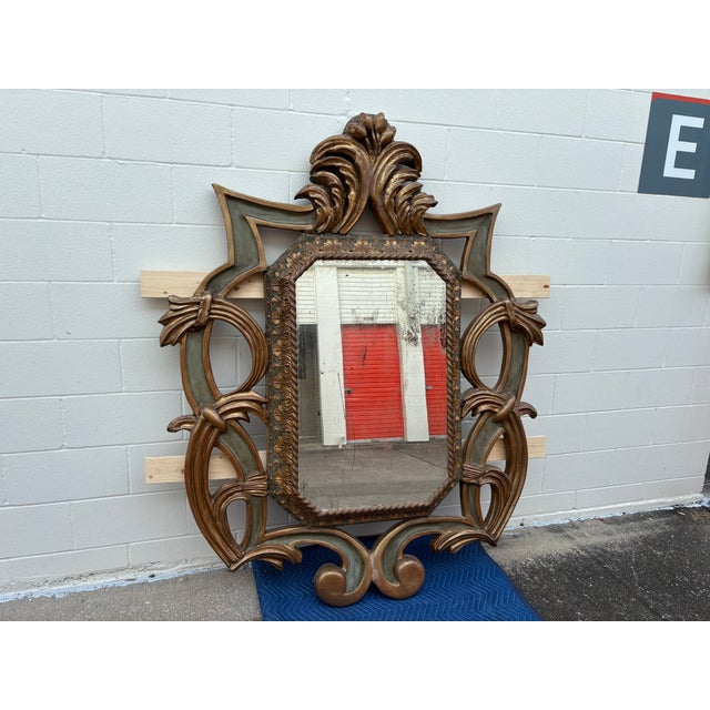 Rococo 19th Century Italian Baroque Style Giltwood Mirror For Sale - Image 3 of 18