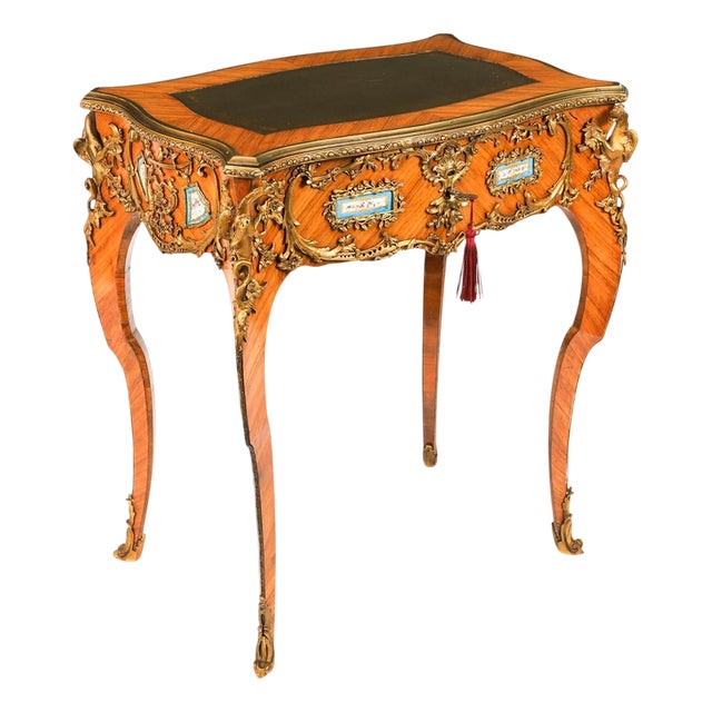 Antique French Ormolu Bureau Plat Desk after Linke, 19th Century For Sale