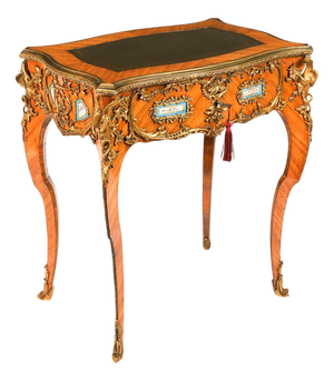 Antique French Ormolu Bureau Plat Desk after Linke, 19th Century