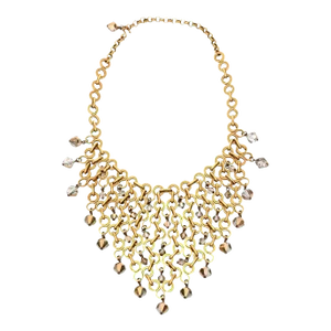 Vintage Swarovski Faceted Crystal Gray Bib Necklace Paco Rabanne Attributed French