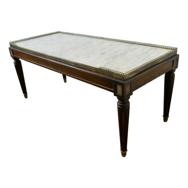 French Coffee Table with Marble For Sale