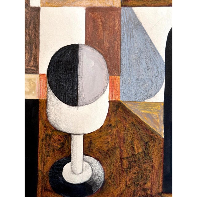 A graphite and pastel color drawing “Nature Morte” on paper attributed to French artist Amédée Ozenfant (1886-1966). The...