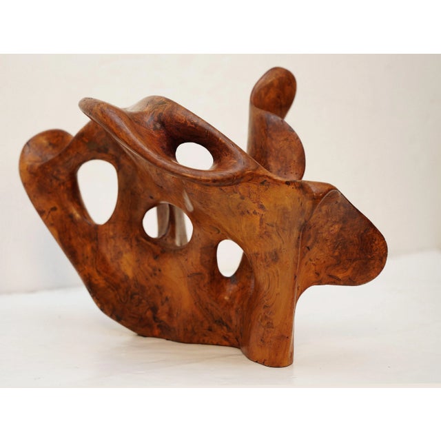 Wood Abstract Free-Form Sculpture of Olive Wood From France For Sale - Image 7 of 12