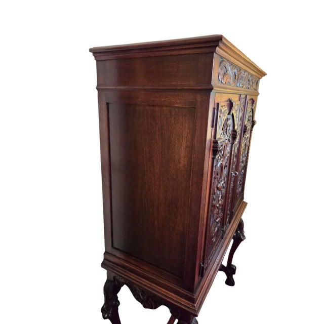 Antique Italian Renaissance Revival Walnut Marble Hutch China Liquor Cabinet Bar For Sale - Image 16 of 16