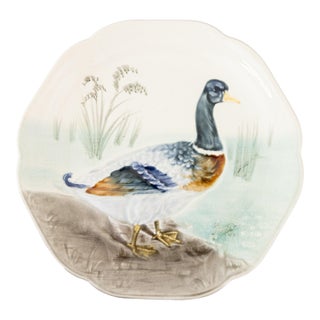 19th Century French Choisy Le Roi Majolica Mallard Duck Plate For Sale