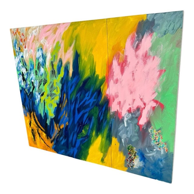 Original acrylic on canvas triptych titled “Sand Stars” by Nina Smith, created in 1985. The work is signed, titled, and...