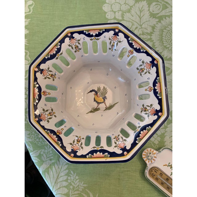White French Rouen Style Faience Compote Pedestal Bowl For Sale - Image 8 of 12
