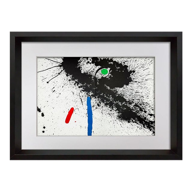 Joan Miro Framed Original Lithograph 71/100 | Dynamic Abstract Composition (1975) For Sale