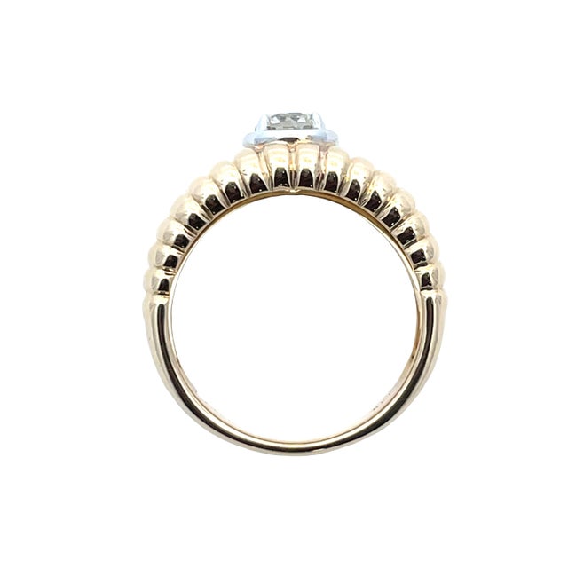 Modern 14k Two Tone Wide Diamond Band Ring, Size 6.75 For Sale - Image 3 of 7