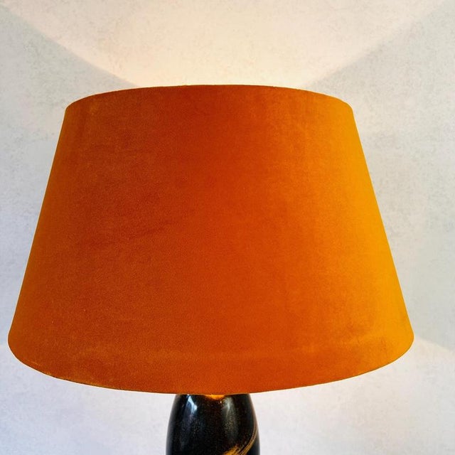 Vintage Table Lamp with Orange Lampshade For Sale - Image 6 of 9